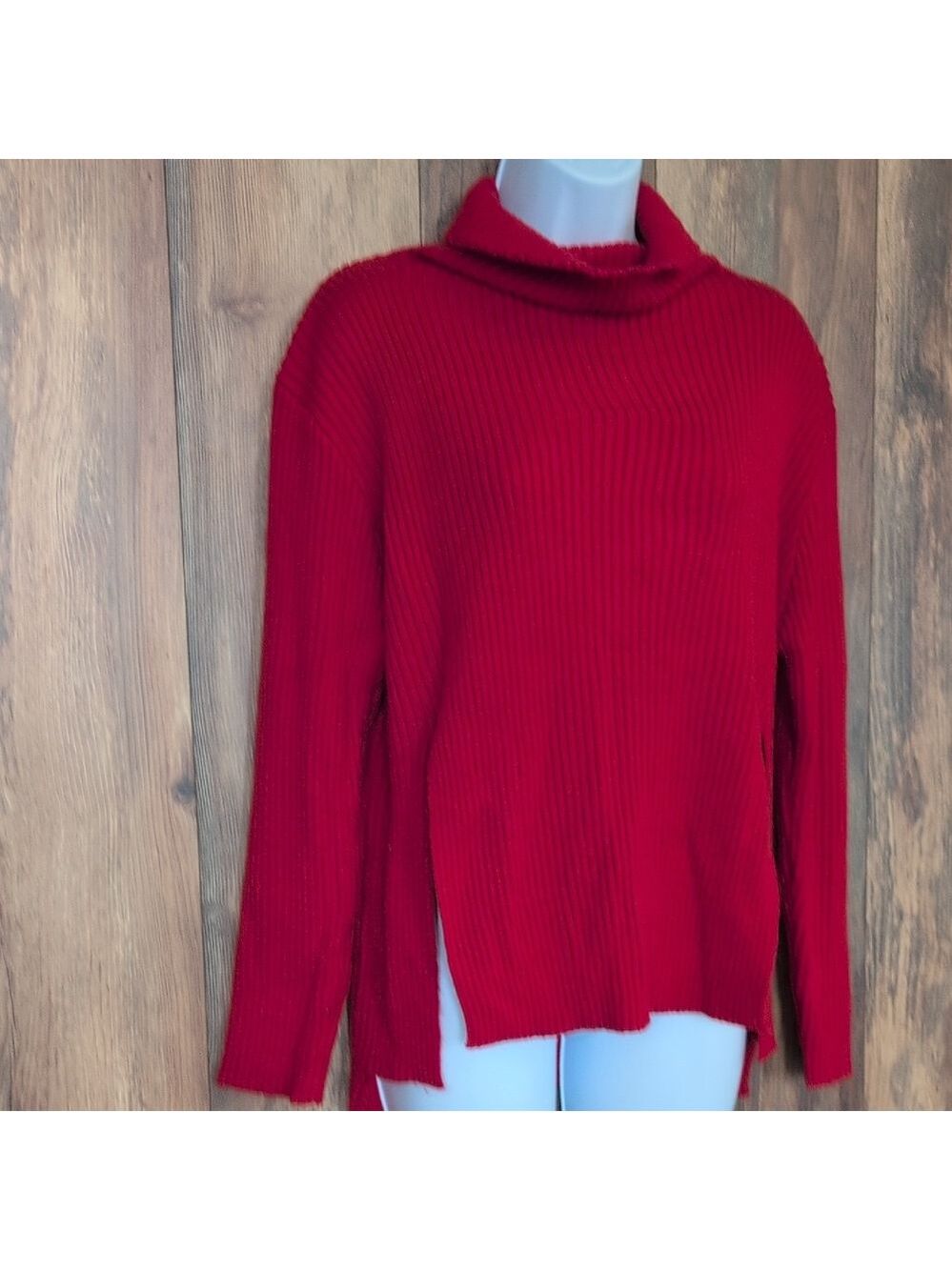 SHEIN Vibrant Red Cowl Neck Sweater 1XL V247